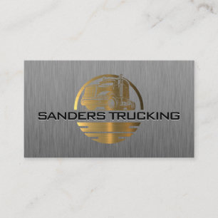 Carte De Visite Logo de camion métal d'or   Acier brossé