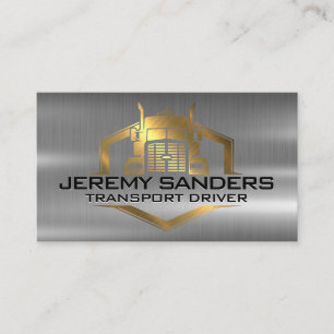 Carte De Visite Logo de camion métal d'or   Industriel