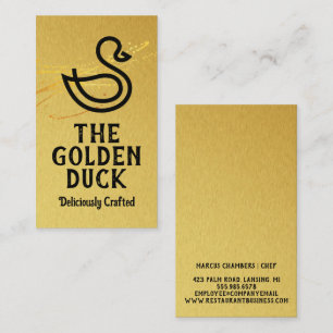 Carte De Visite Logo de canard   Or   Restaurant
