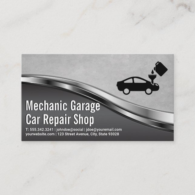 Carte De Visite Logo de changement d'huile de voiture | Garage méc (Devant)