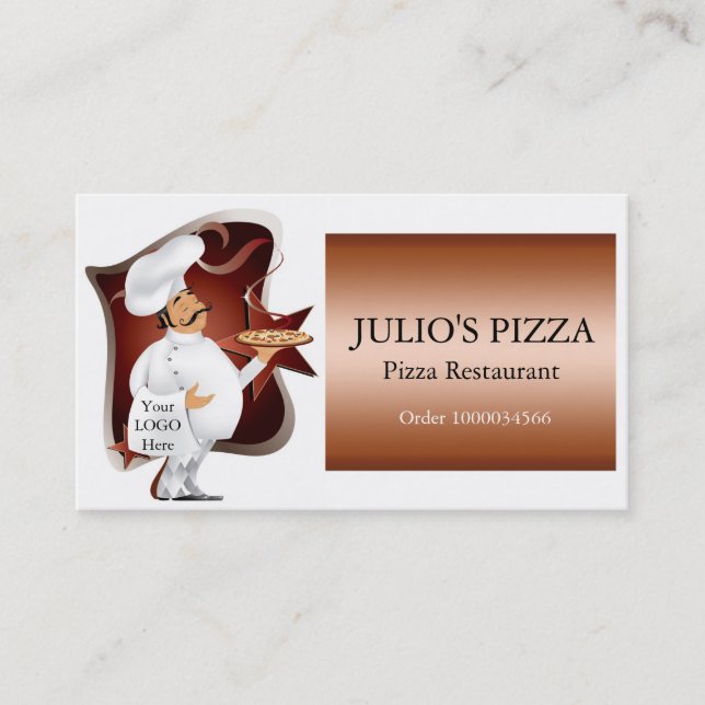 Carte De Visite Logo de chef pour des restaurants de pizza (Devant)