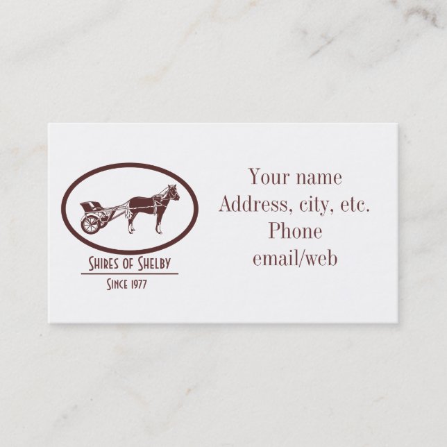 Carte De Visite Logo de cheval et de buggy (Devant)