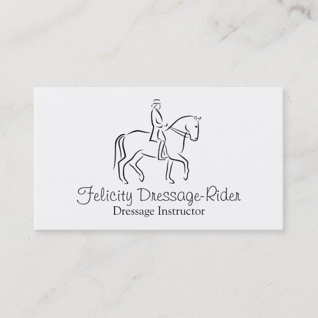 Carte De Visite Logo de cheval et de cavalier de dressage (Devant)