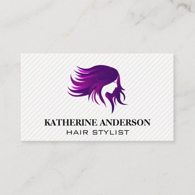 Carte De Visite Logo de cheveux à soufflage violet (Devant)