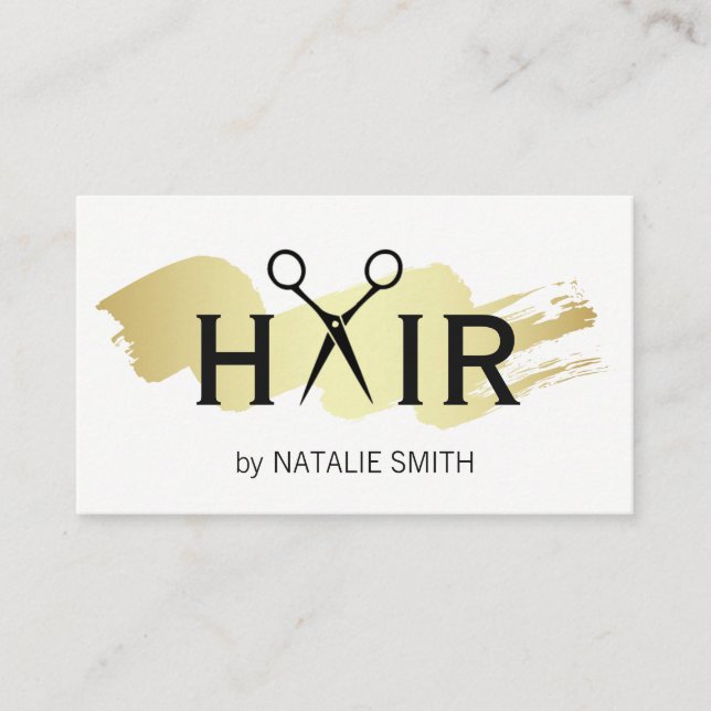 Carte De Visite Logo de cheveux brossé en or (Devant)