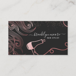 Carte De Visite Logo de cheveux rose Gold Hair Styliste Élégant