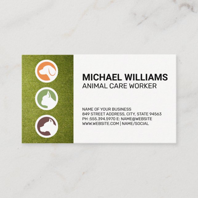 Carte De Visite Logo de chiens | Turf | Service animal (Devant)