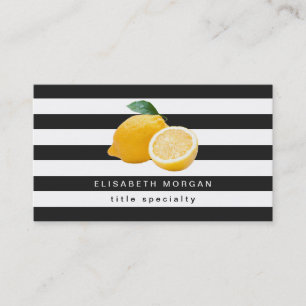 Carte De Visite Logo de citron jaune avec rayures blanches noires 