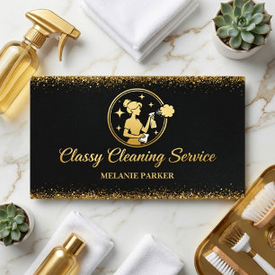 Carte De Visite Logo de Classy Cleaning Services Maid or