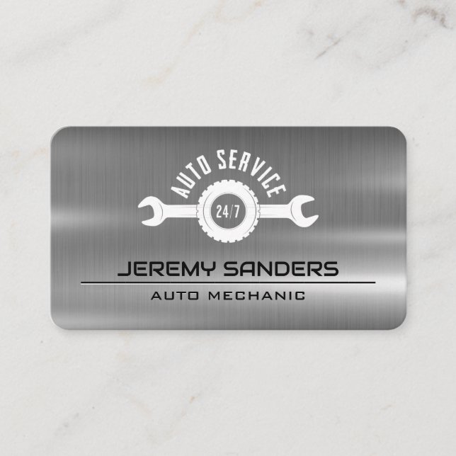 Carte De Visite Logo de clé de service automatique | Métal (Devant)