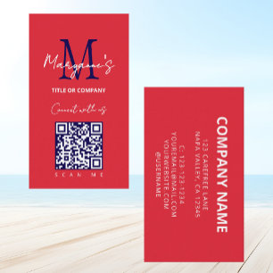 Carte De Visite Logo de code QR à balayage rouge