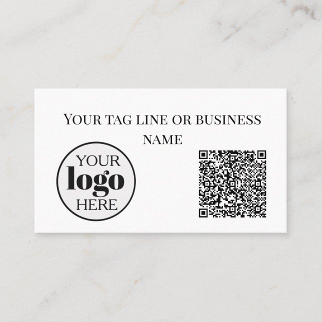 Carte De Visite Logo de code QR blanc simple (Devant)