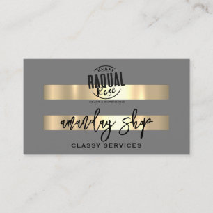 Carte De Visite Logo de code QR Boutique en ligne Gold Grey Profes