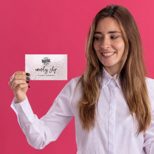 Carte De Visite Logo de code QR Boutique en ligne Metallic rose