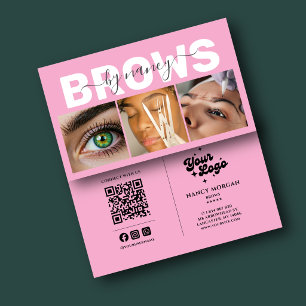 Carte De Visite Logo de code QR de photo rose blush élégant pour s