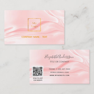 Carte De Visite Logo de code QR élégant en soie de satin rose vif