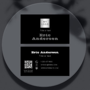 Carte De Visite Logo de code QR gris noir