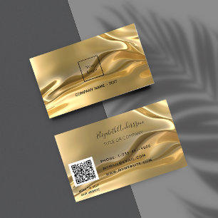 Carte De Visite Logo de code qr métallique or