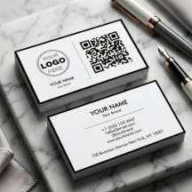 Logo de code QR minimaliste noir blanc propre
