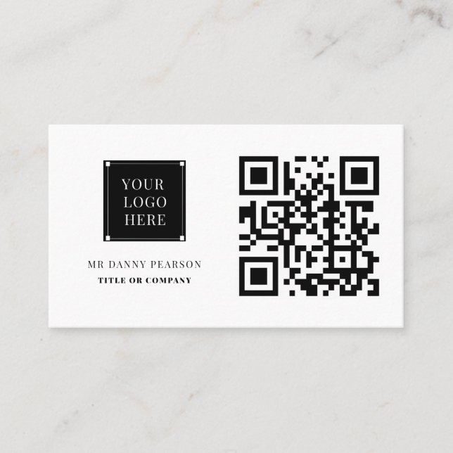Carte De Visite Logo de code QR Moderne minimaliste Professionnel (Devant)