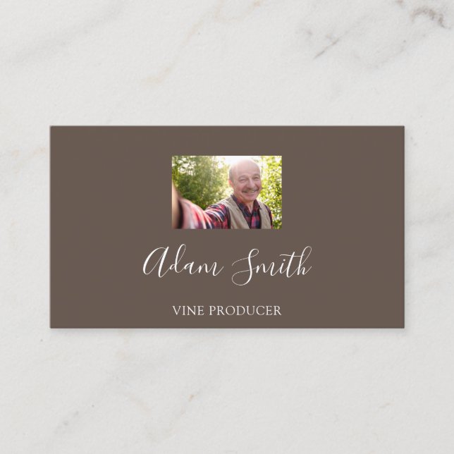 Carte De Visite Logo de code QR Photo personnalisée Brown (Devant)