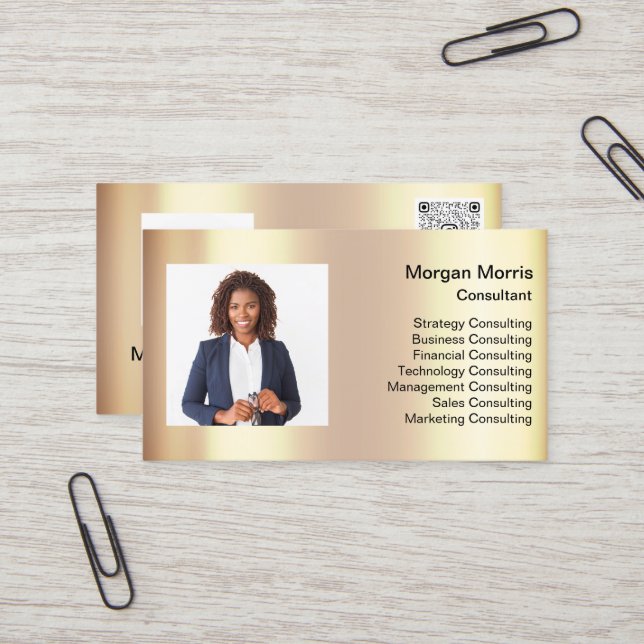 Carte De Visite Logo de code QR Photo Professional Entreprise Entr (Devant/Arrière en situation)