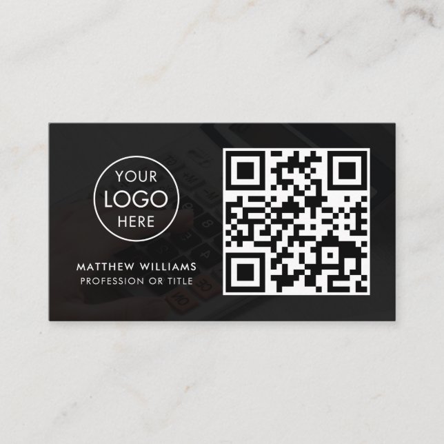 Carte De Visite Logo de code QR professionnel comptable moderne (Devant)