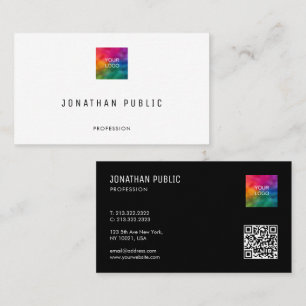 Carte De Visite Logo de code QR simple Modèle moderne et élégant