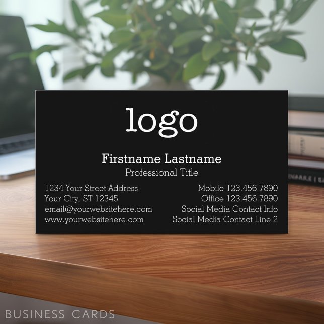 Carte De Visite Logo de conception d'entreprise de base et coordon (Custom Business Card - Online Template Plus Low Quantity Printing)