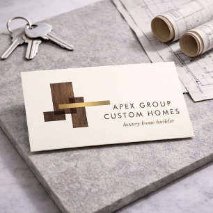 Carte De Visite Logo de constructeur de maisons sur mesure ivoire