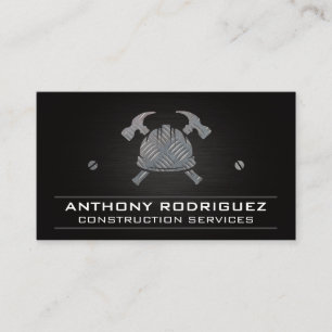 Carte De Visite Logo de construction   Casquette dur   Marteaux   