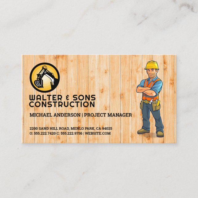 Carte De Visite Logo de construction | Collecteur bleu (Devant)