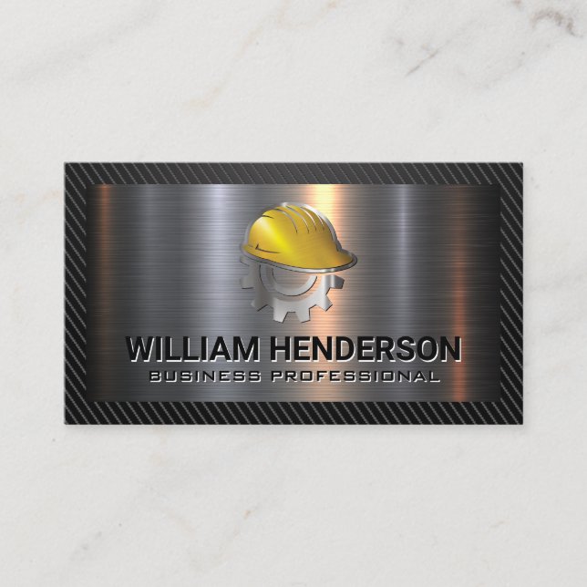 Carte De Visite Logo de construction de l'équipement de casque | M (Devant)