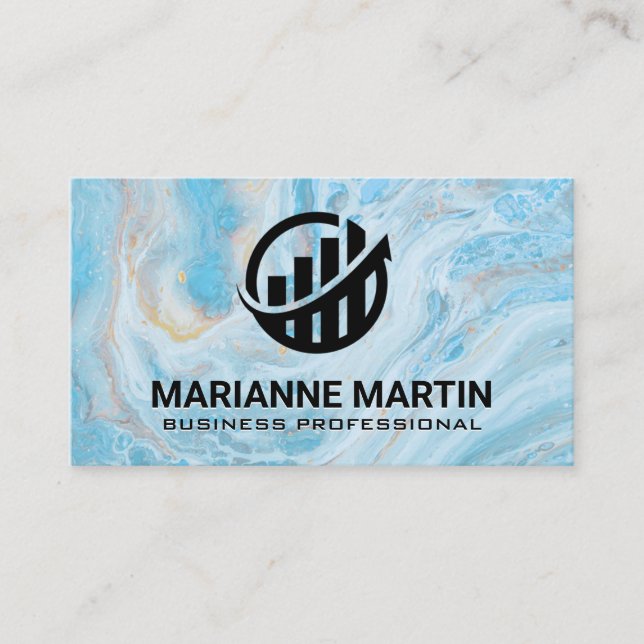 Carte De Visite Logo de construction du graphique à barres | Blue  (Devant)