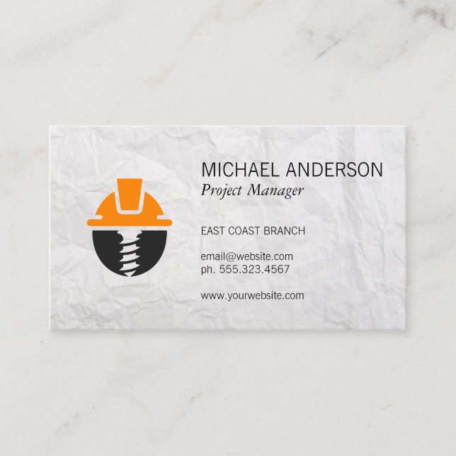 Carte De Visite Logo de construction | Gestionnaire de projets (Devant)