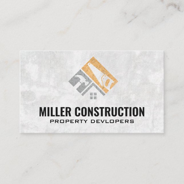 Carte De Visite Logo de construction outils de marteau scié (Devant)
