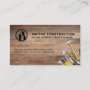 Carte De Visite Logo de construction Outils main Arrière - pla