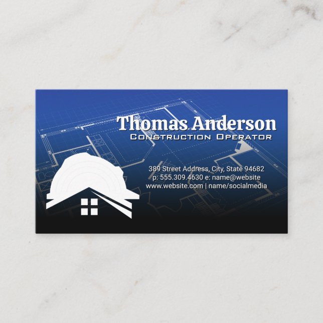 Carte De Visite Logo de construction | Plan directeur (Devant)