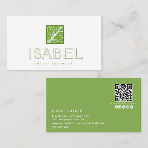 Carte De Visite Logo de cosmétiques naturels minimalistes code Qr