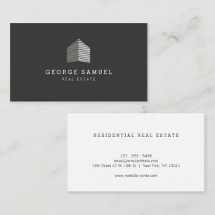 Carte De Visite Logo de courtier immobilier abstrait moderne noir