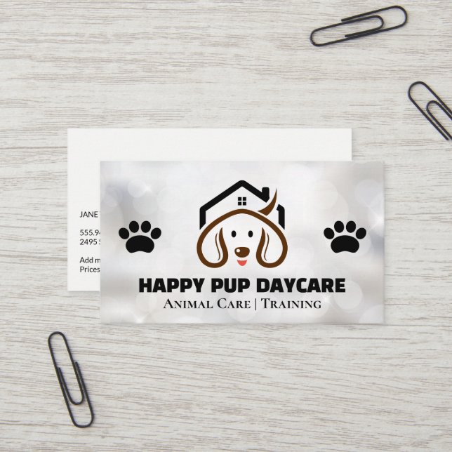 Carte De Visite Logo de Cute Doggy et Home | Pâtes (Devant/Arrière en situation)
