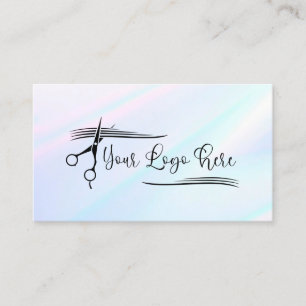 Carte De Visite Logo de dégradé holographique rose blanc