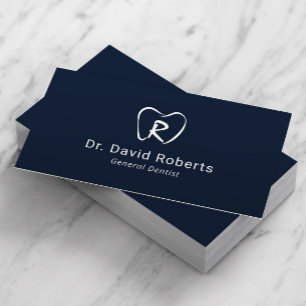 Carte De Visite Logo de dent personnalisée bleu marine Dentiste