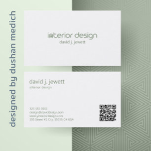 Carte De Visite Logo de Design d'intérieur simple Sage Green