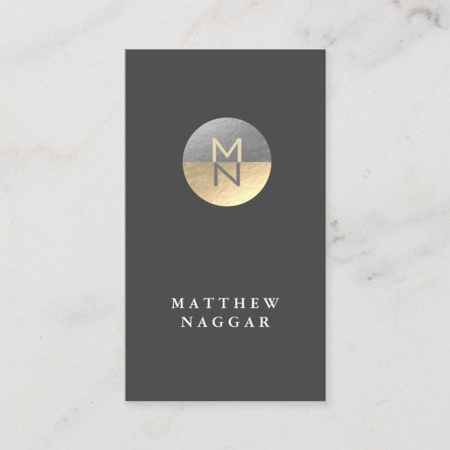 Carte De Visite Logo de Faux Silver & Gold Foil Circle (Devant)