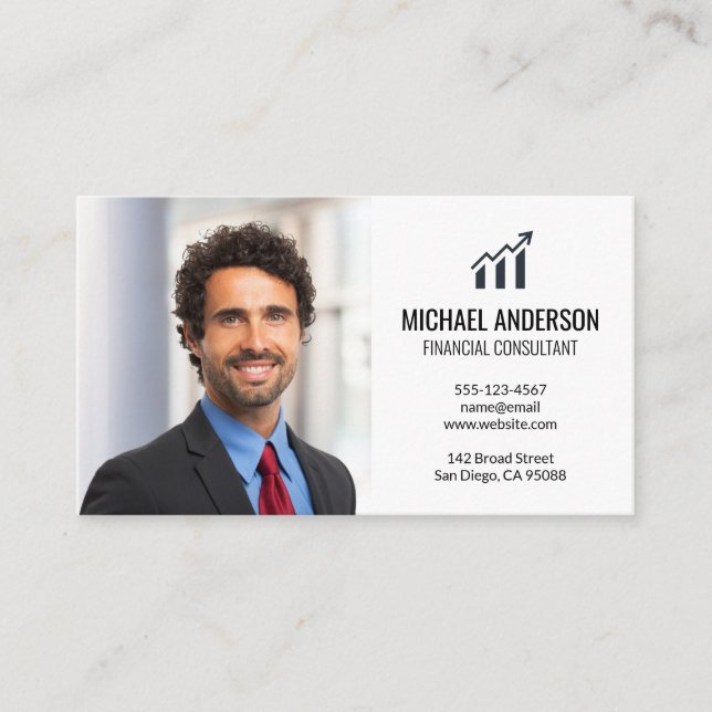 Carte De Visite Logo de finance graphique à barres | Homme d'affai (Devant)