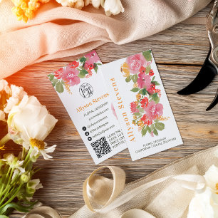 Carte De Visite Logo de fleuriste aquarelle florale bohème peint