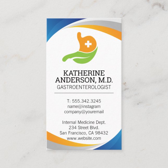 Carte De Visite Logo de gastroentérologiste | Médecine interne (Devant)
