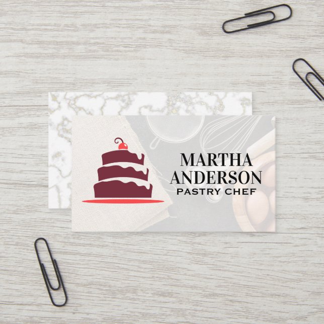 Carte De Visite Logo de gâteau | Ingrédients de cuisson (Devant/Arrière en situation)