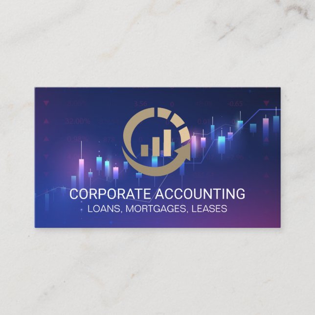 Carte De Visite Logo de graphique à barres financières modernes (Devant)
